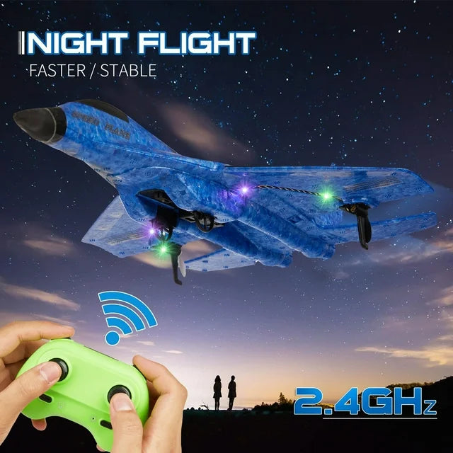 RC Fixed-Wing Foam Airplane for Kids & Beginners – 150m Range, Stabilizer, Dual Batteries