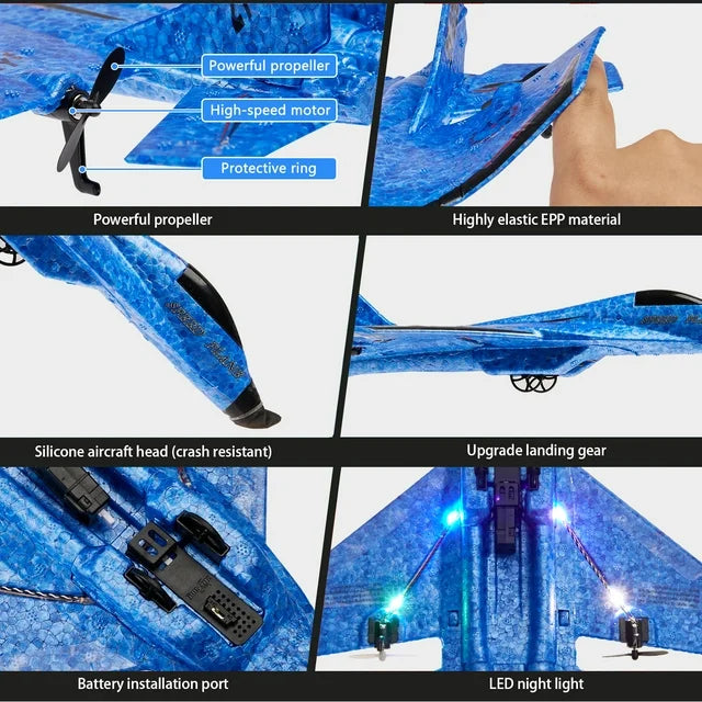 RC Fixed-Wing Foam Airplane for Kids & Beginners – 150m Range, Stabilizer, Dual Batteries